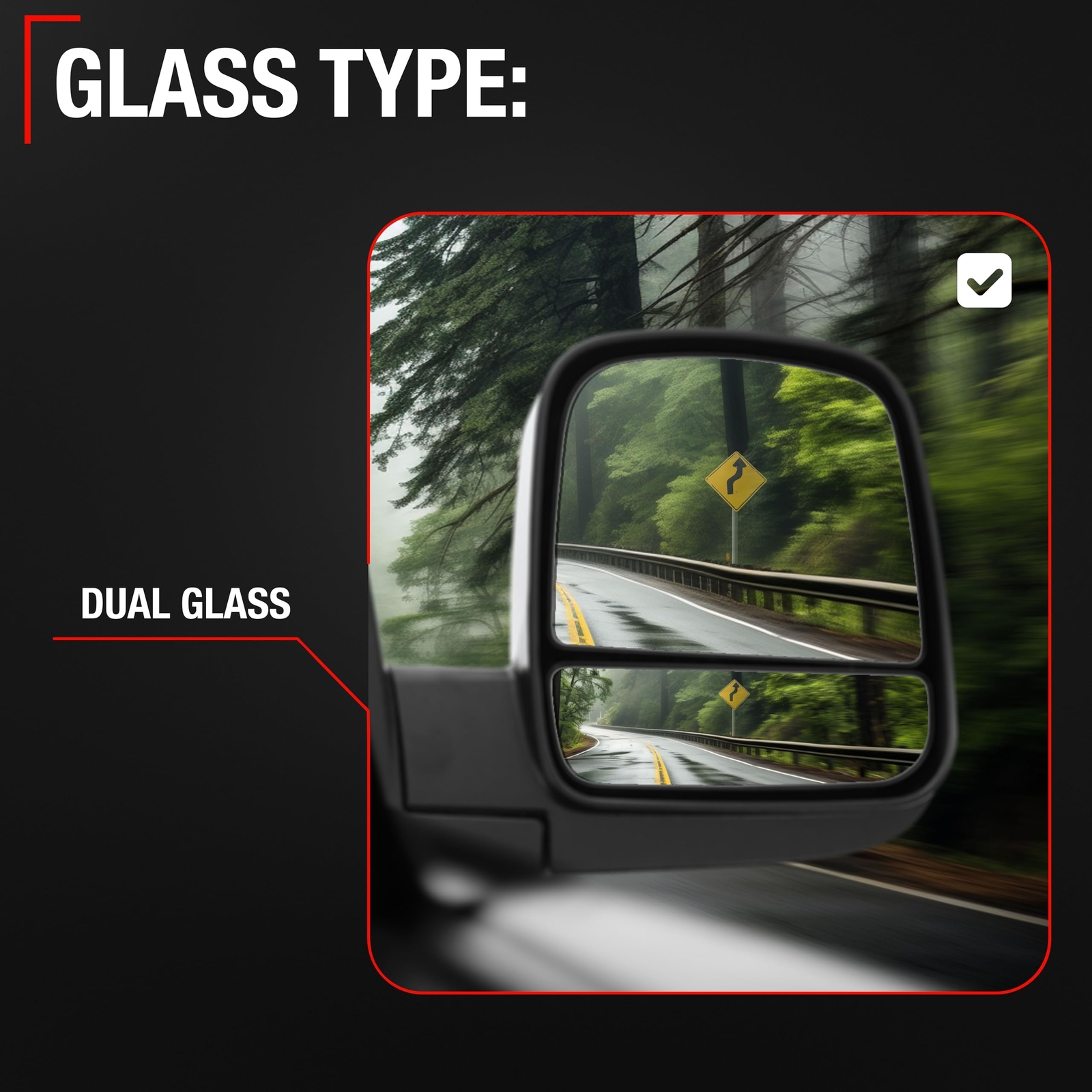 Power Door Mirror, Passenger Side for Chevrolet Express, GMC Savana - Passeng...