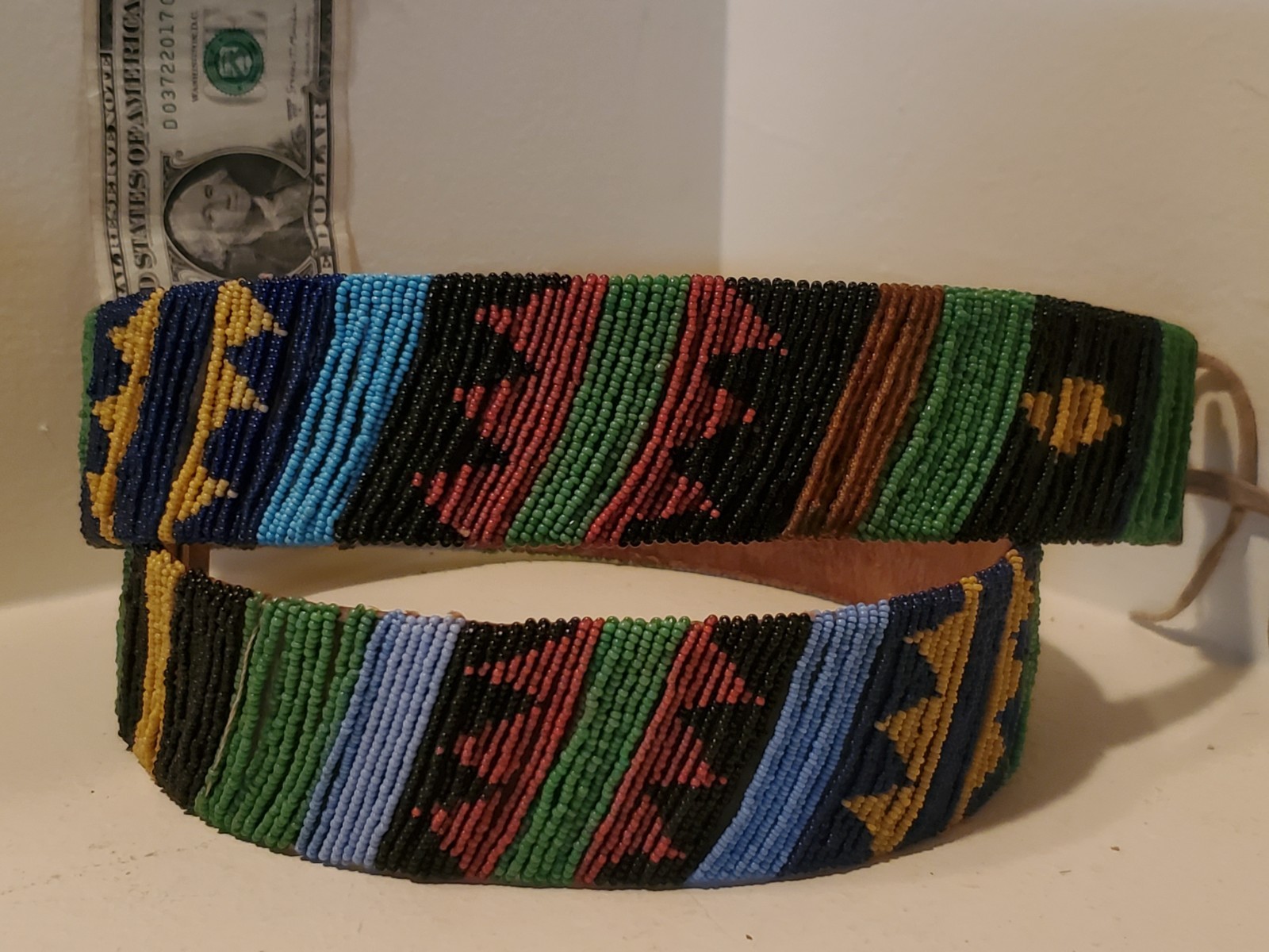 Antique OLD Native American Indian n. plains blackfoot beaded belt 19th c.