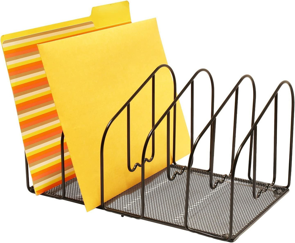 File Sorter Organizer for Desk, 5 Sections, Black
