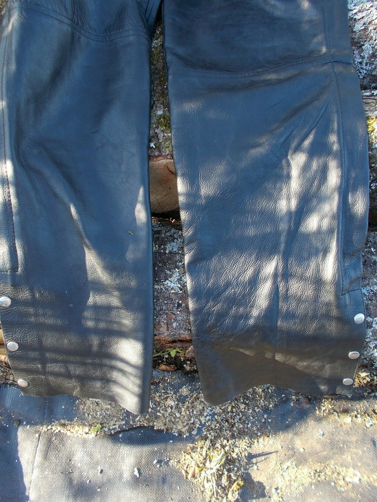 A-1 Genuine leather biker chaps black size small