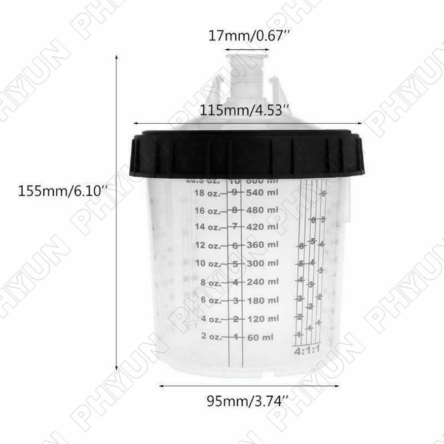 22oz 600ML Disposable Paint Cup H/O Quick Cup W/ M16x1.5 Internal Thread Adapter