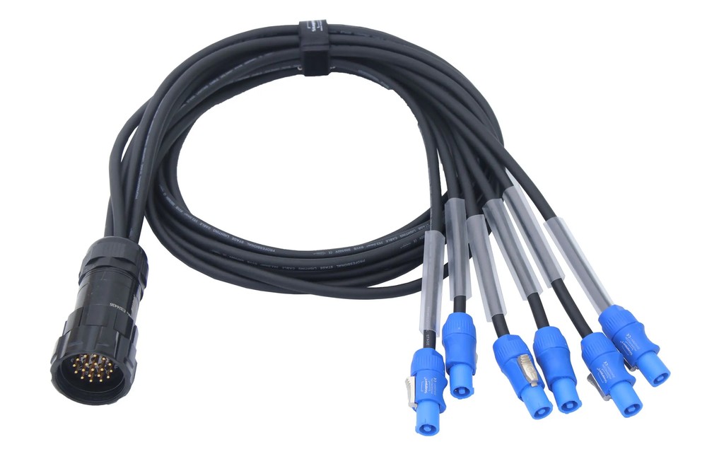 Electrical Breakout 19Pin Socapex To Powercon Cable with Cable Tie