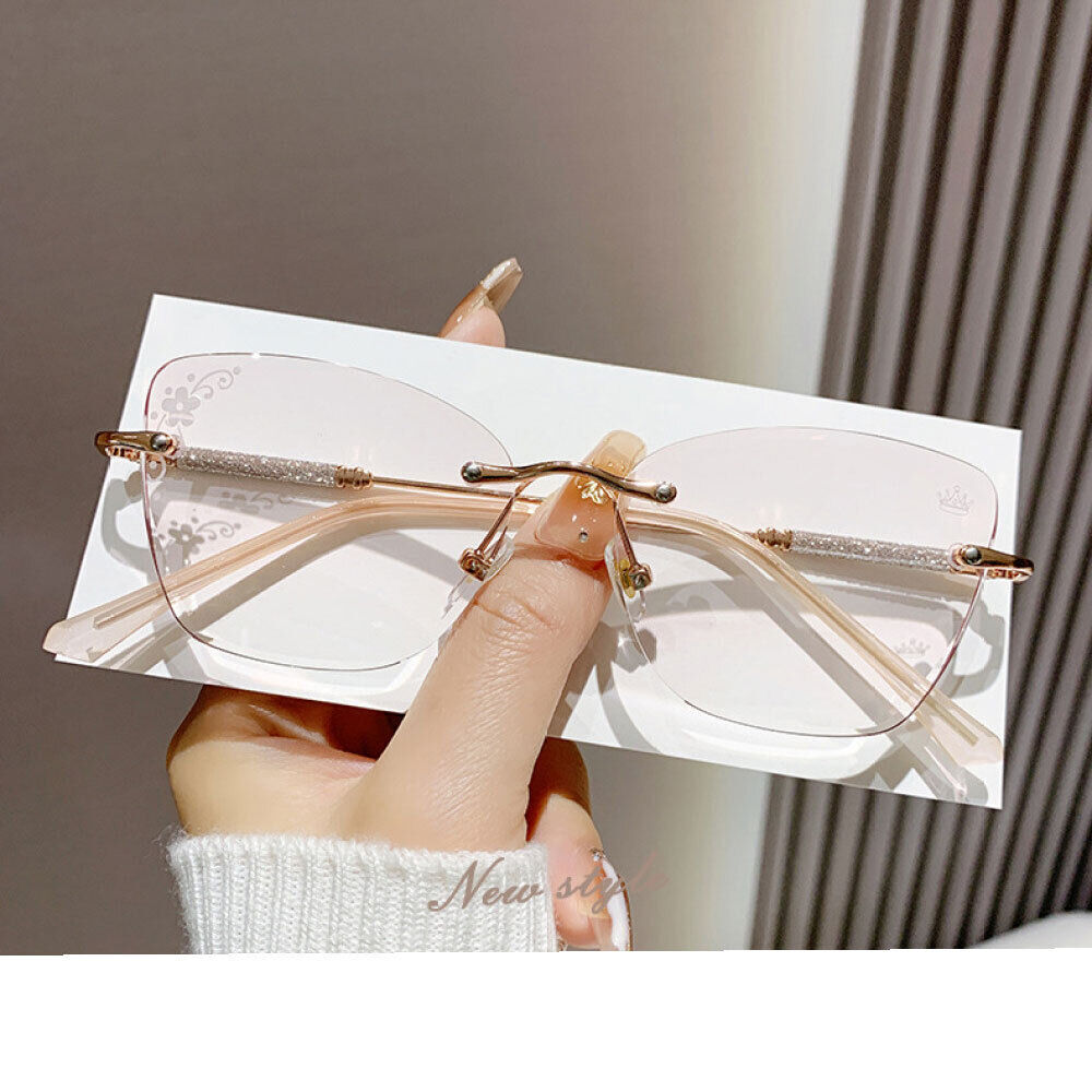Diamond Rimless Blue Light Blocking Reading Glasses Sunglasses Butterfly Readers
