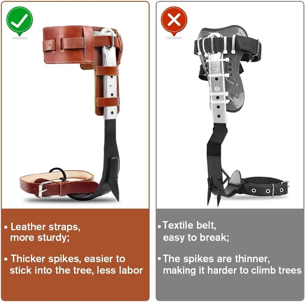 Tree Climbing Spikes Set, Leather Tree Climbing Gear Adjustable Tree Climbing