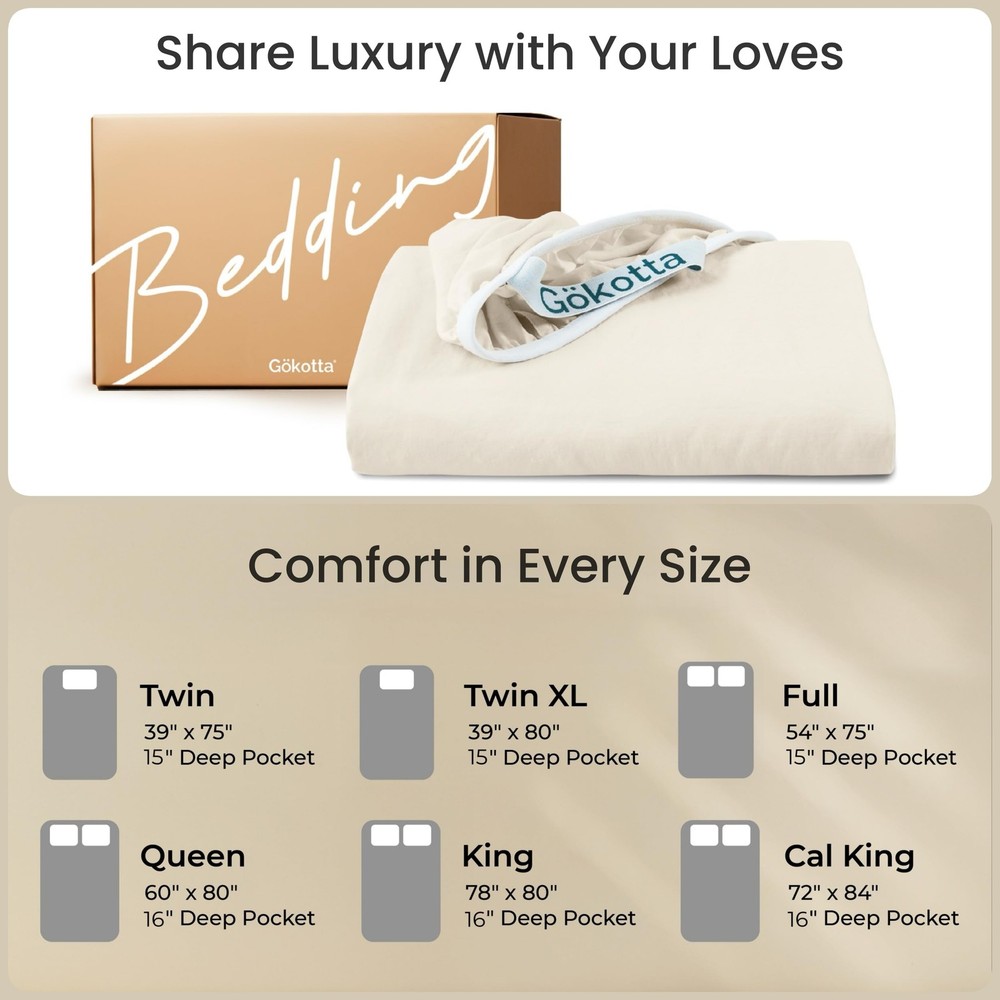 GOKOTTA Full Size Fitted Sheet Breathable Microfiber Deep Pocket Elastic Corner