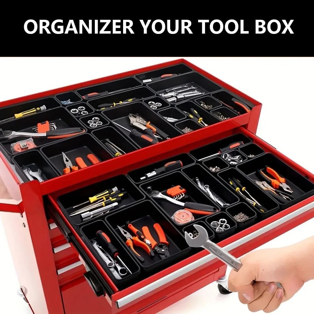 65 PC Tool Box Organizer Set - 5 Sizes for Desk, Garage, Cart & Workbench