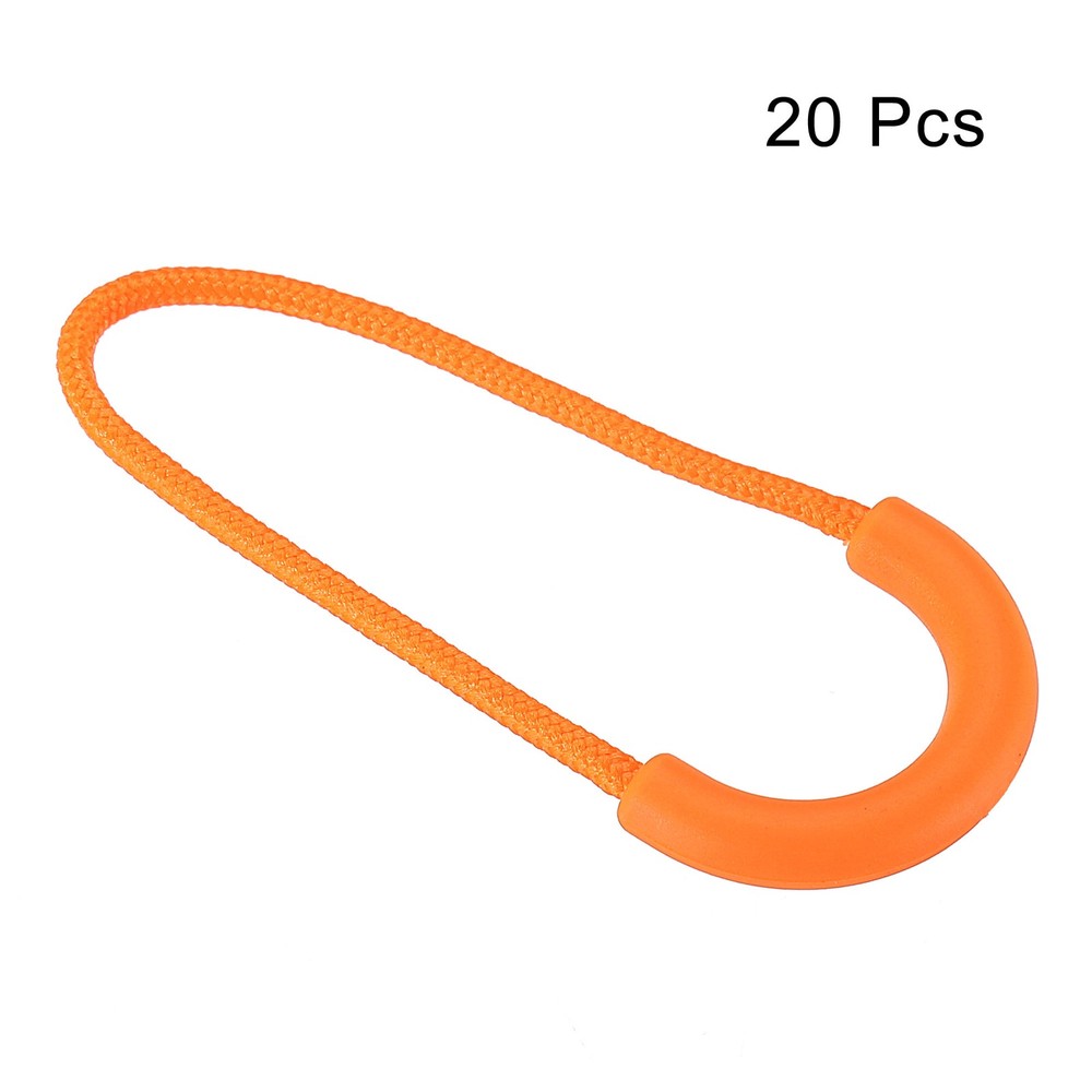 20 x Zipper Pulls Extension Handle Cord Finger Plastic U-Shape Orange