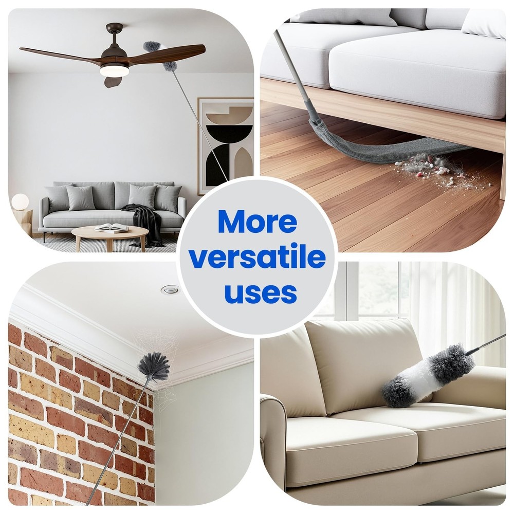 Extra-Long Dusters Kits with Extension Pole, 5 in 1 Cleaning Tools with Exten...