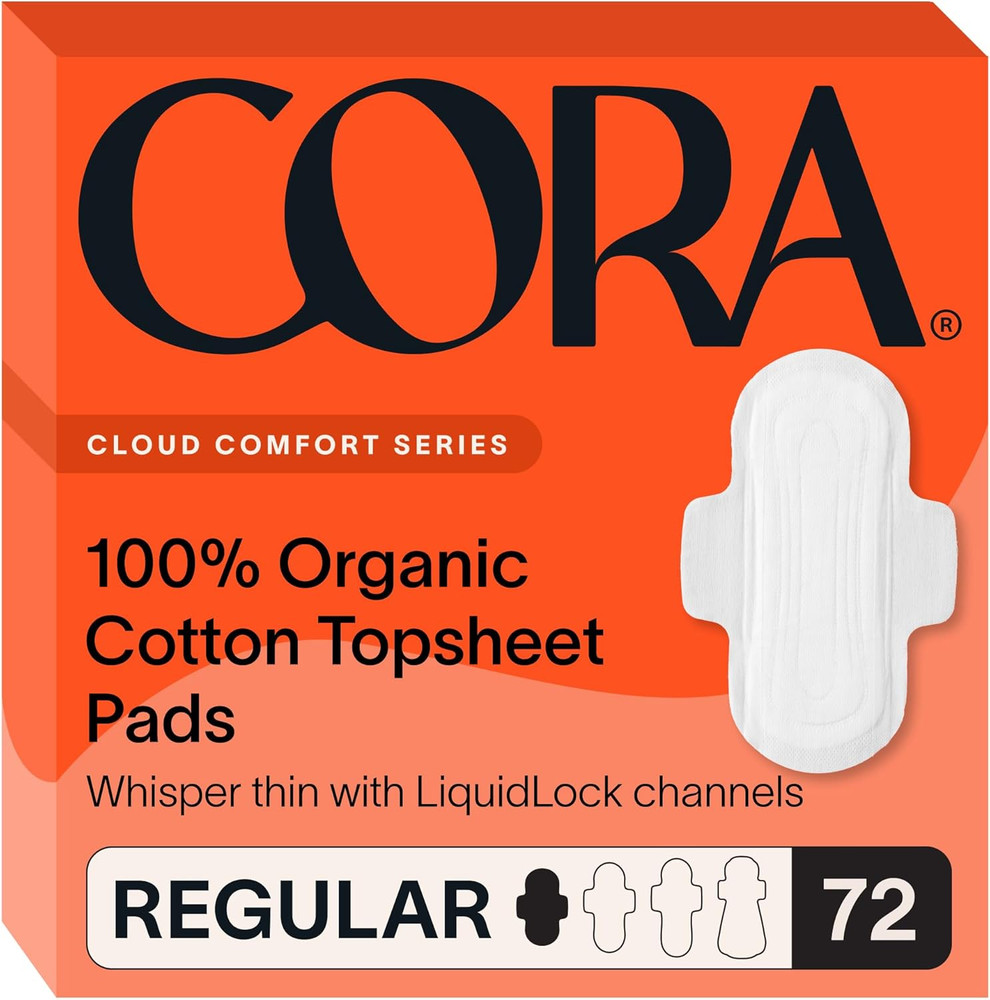 100% Organic Cotton Topsheet Pads (72 Regular Pads)