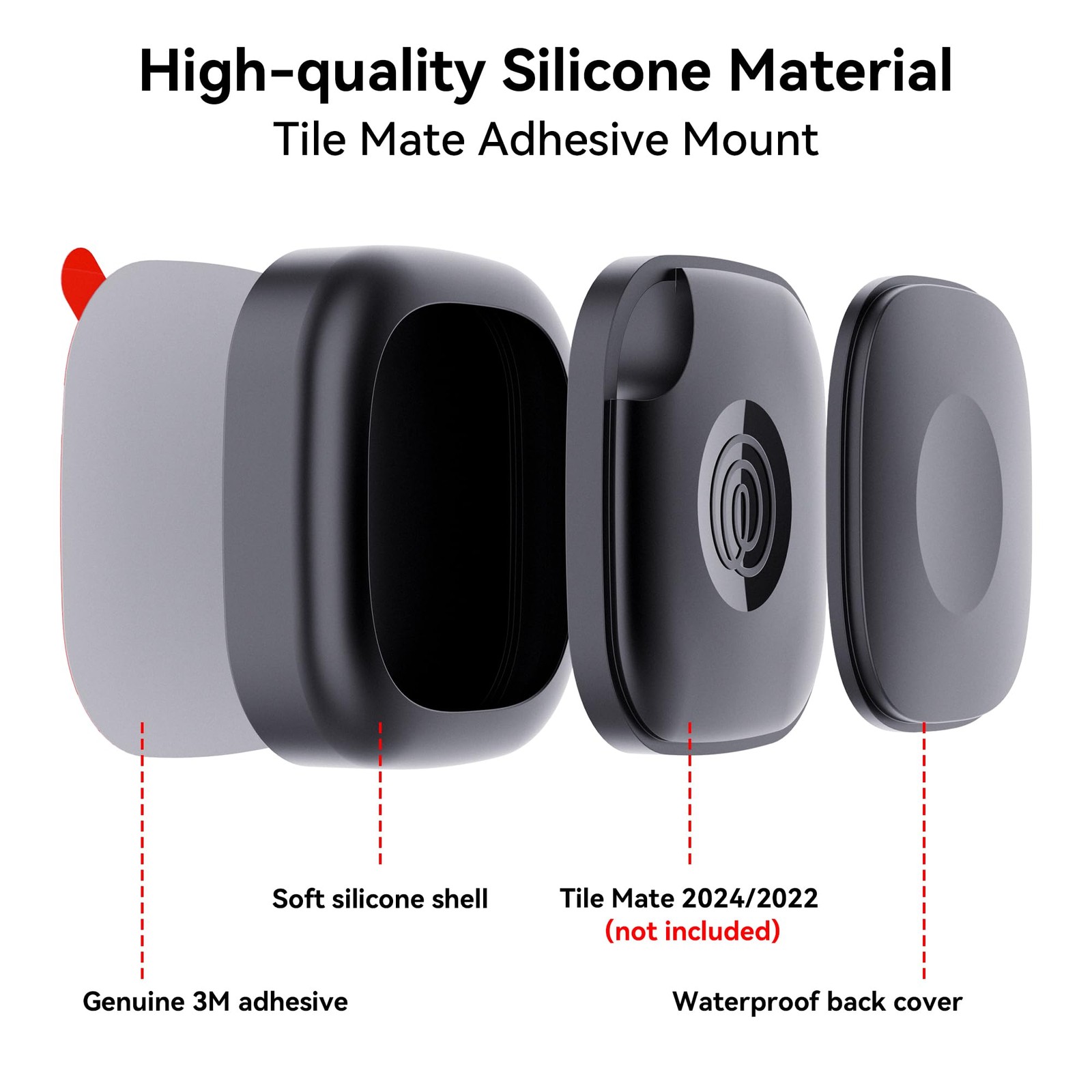 2 Pack for Tile Life360 Mate 2024/2022 Tracker 41 mm Adhesive Sticker, Black