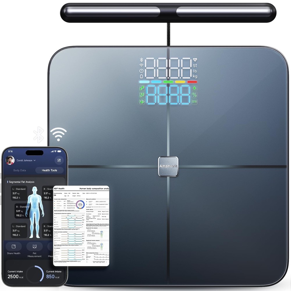 Smart Scale for Body Weight, 8-Electrode Larger Platform Digital Scale for We...