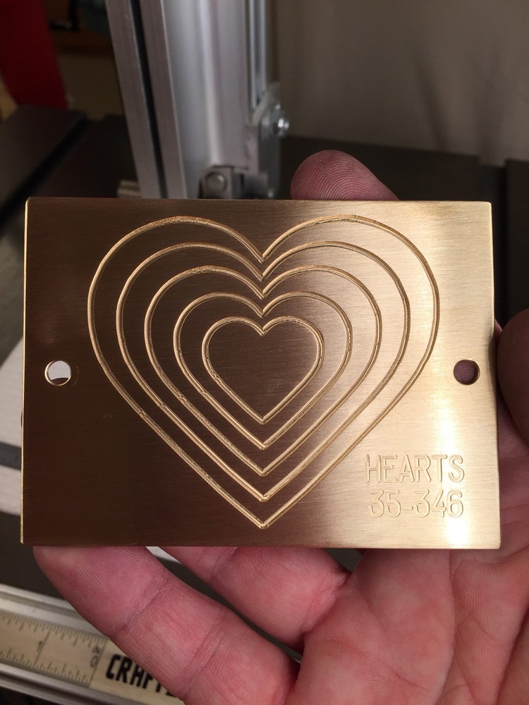 LARGE HEARTS SOLID BRASS MASTER ENGRAVING PLATE FOR NEW HERMES FONT TRAY