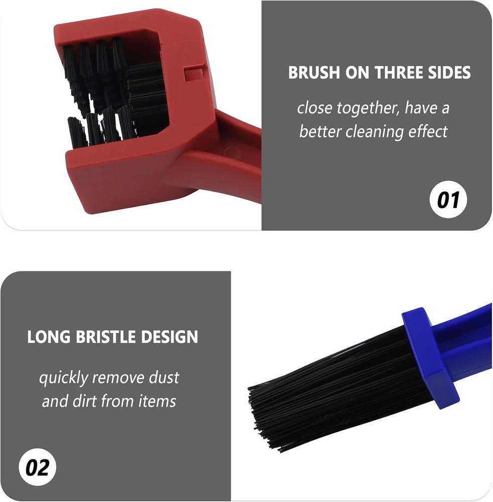 2PCS Motorcycle Chain Brush,Double-Ended Motorcycle Chain Cleaner with Three-Sid