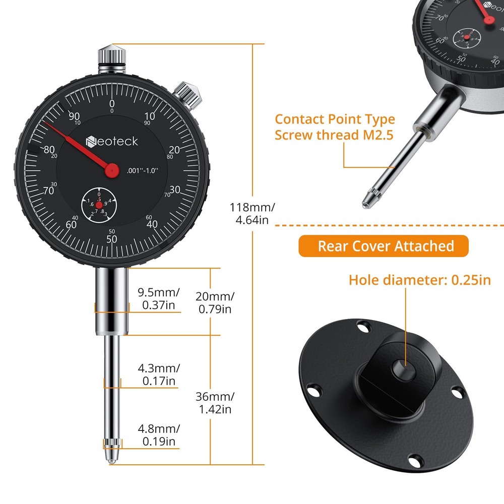 Neoteck 1'' Digital Indicator+ Black Dial Indicator Set