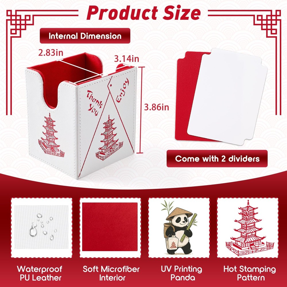 Venssu Chinese Takeout MTG Deck Box, Commander Deck Case Fits 100