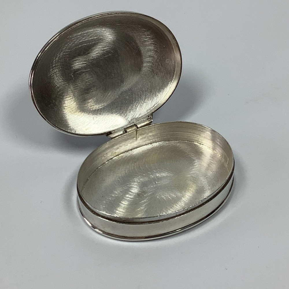 Solid Silver Pill Pot Hinged Lidded Box 22g Hallmarked Sheffield 1996