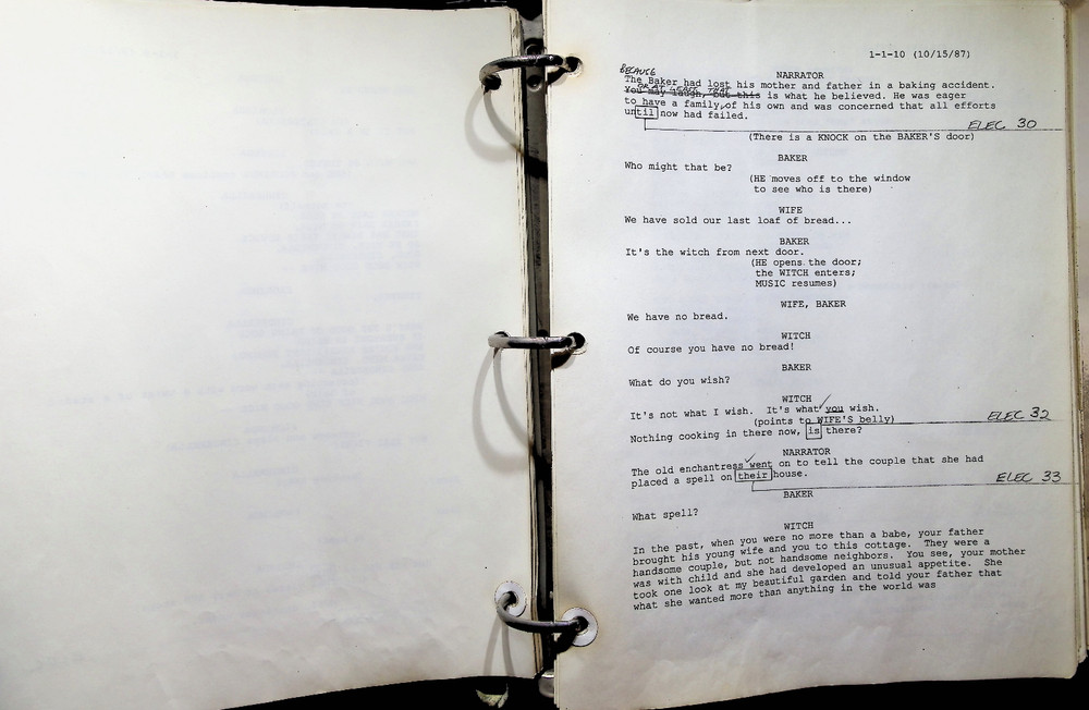 MUSEUM PIECE: Original Into The Woods Stage Manager Script (Annotated)