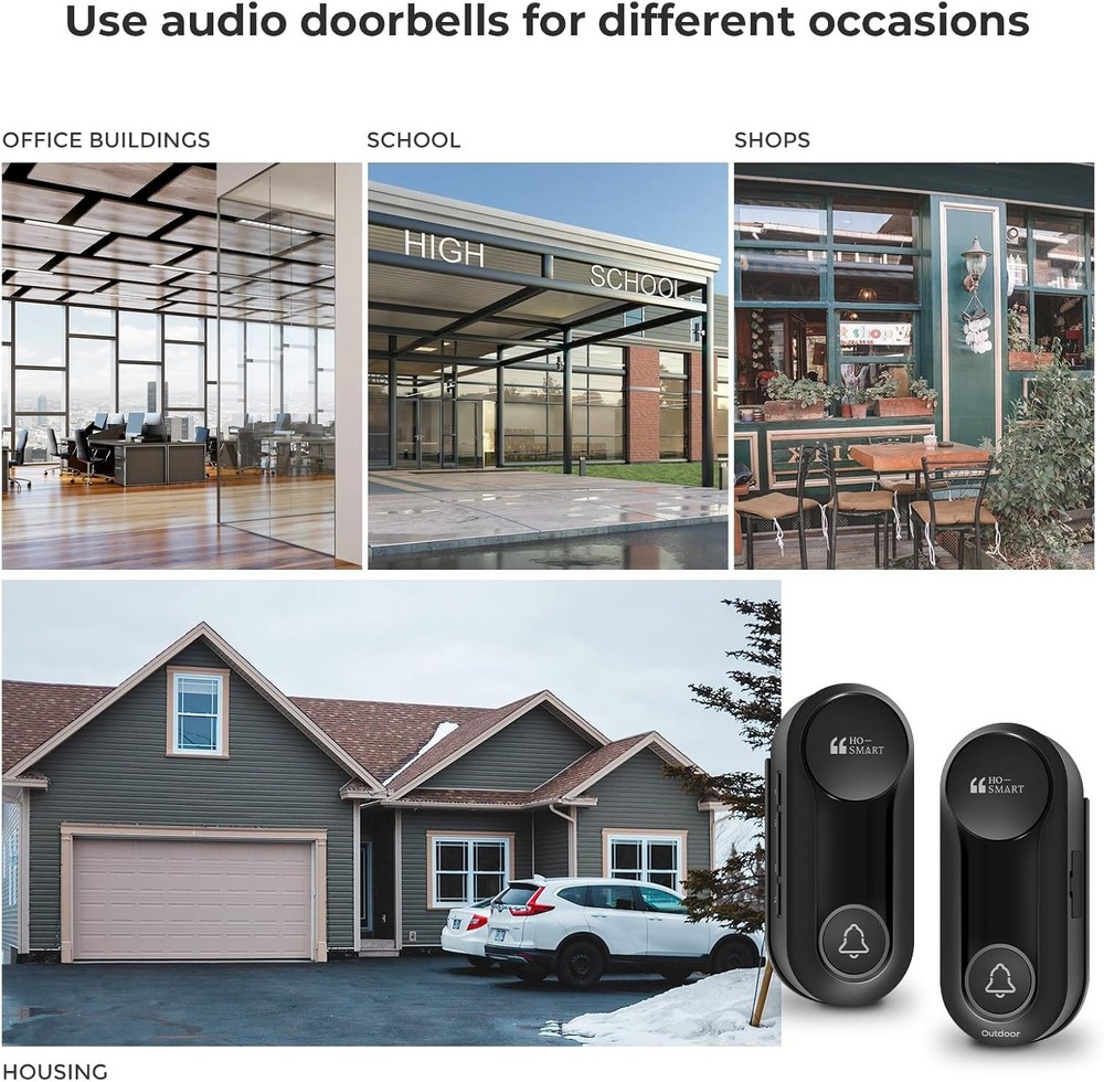 Wireless Doorbell, Hosmart UltraBell Wireless Intercom Doorbell System, Batte...