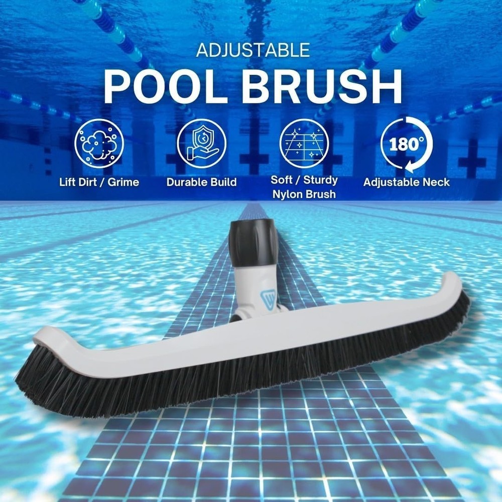20-Inch Adjustable Pool Wall Brush for Inground Pool Cleaning