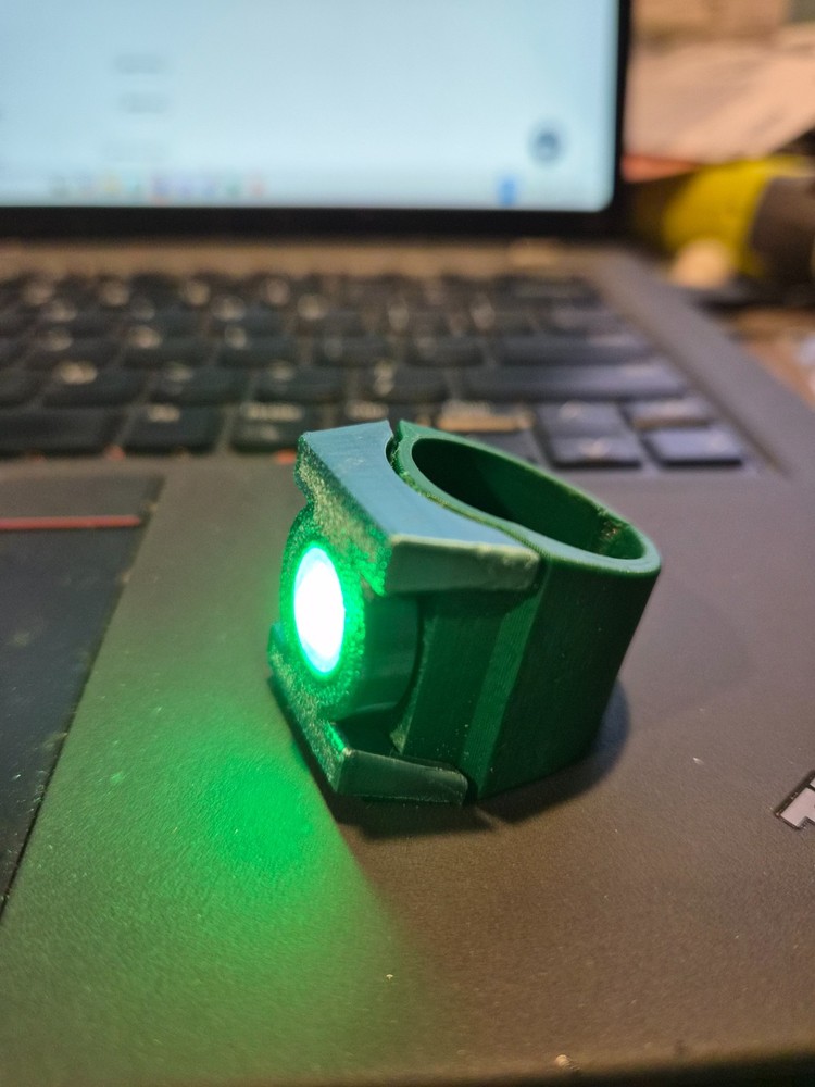 Guy Gardner THE GREEN LANTERN Ring - Replica Prop Ring - Working LED