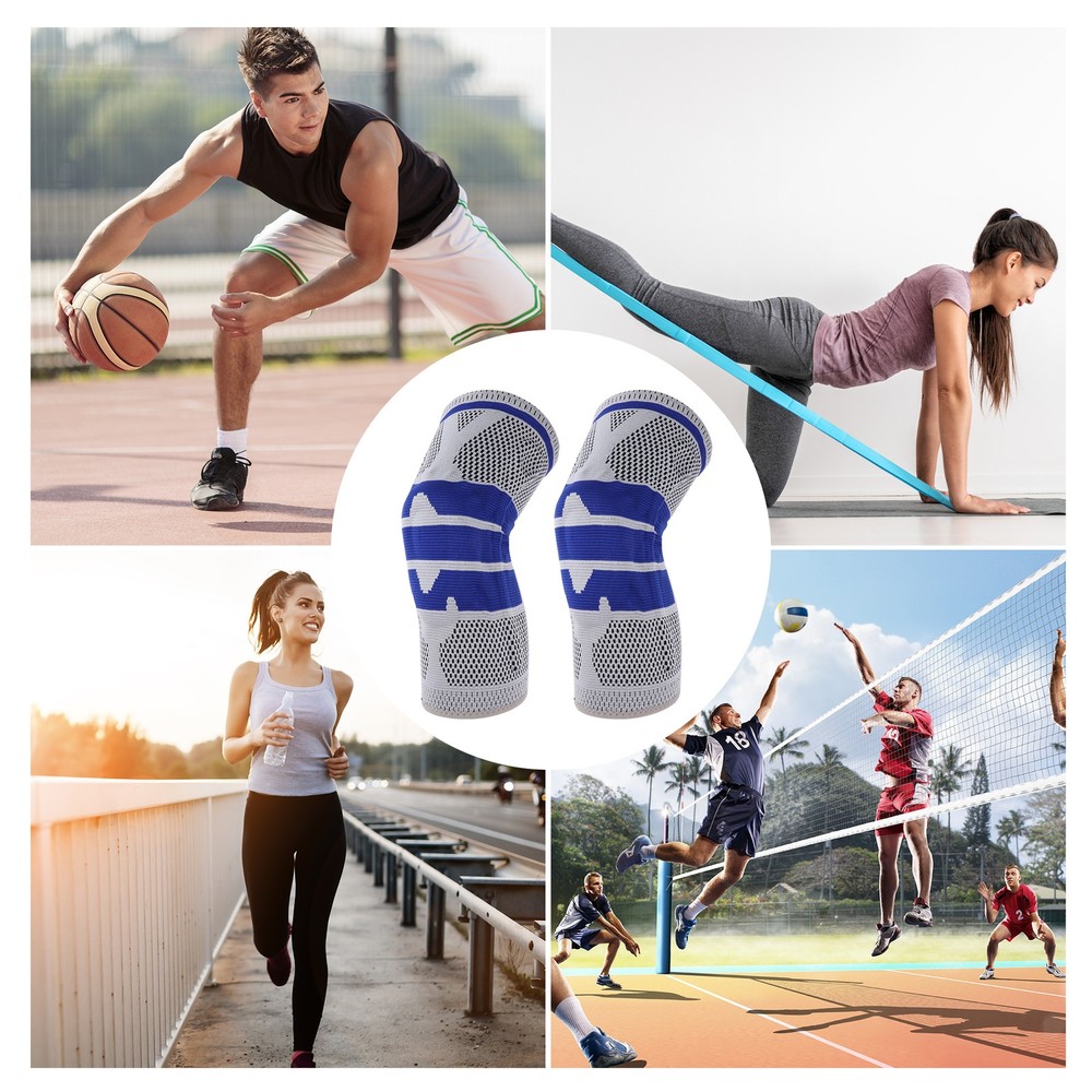 Horizontal Stripes Knee Pads Medium Gray Blue 1 Pc