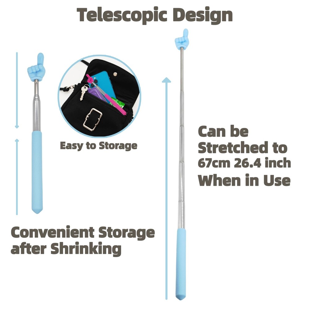 Atdcoek 4 PCS Extendable Pointer Finger 27.5 inch, Pink, Black, Blue, Red