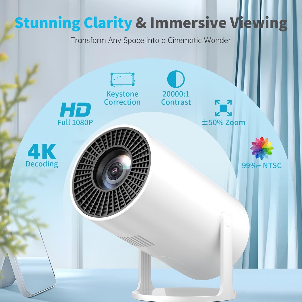 Mini Projector Portable Proyector 4K Support, Full HD 1080P Small Projector w...