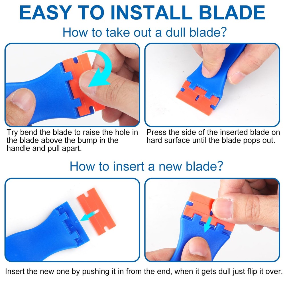 Plastic Razor Blade Scraper Tool with Plastic Blades, Cleaning Scraper Remover