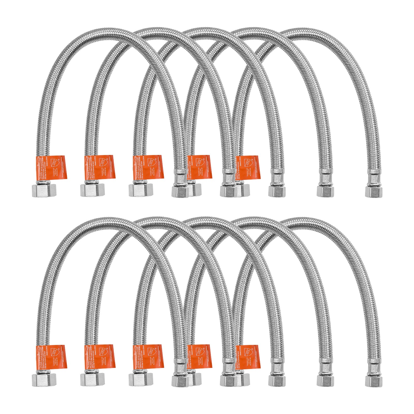 Uimoso 3/8" COMP 10PCS Faucet Supply Line Connector 16in Braided Stainless Steel