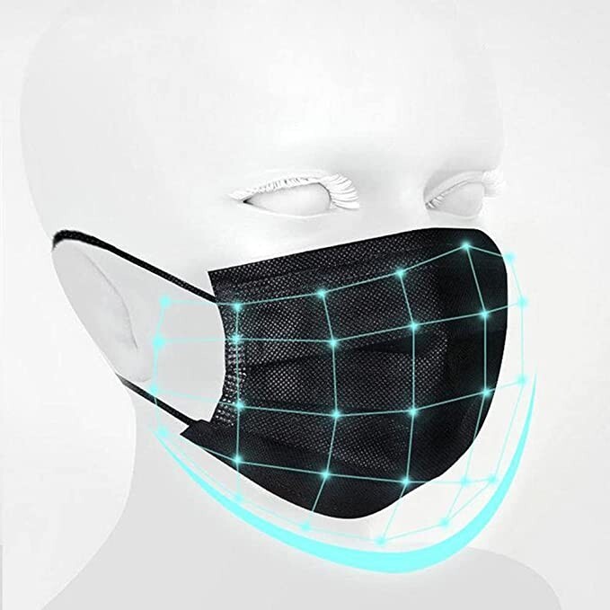 Disposable Face Covering, Face Protective (Black) 50 count