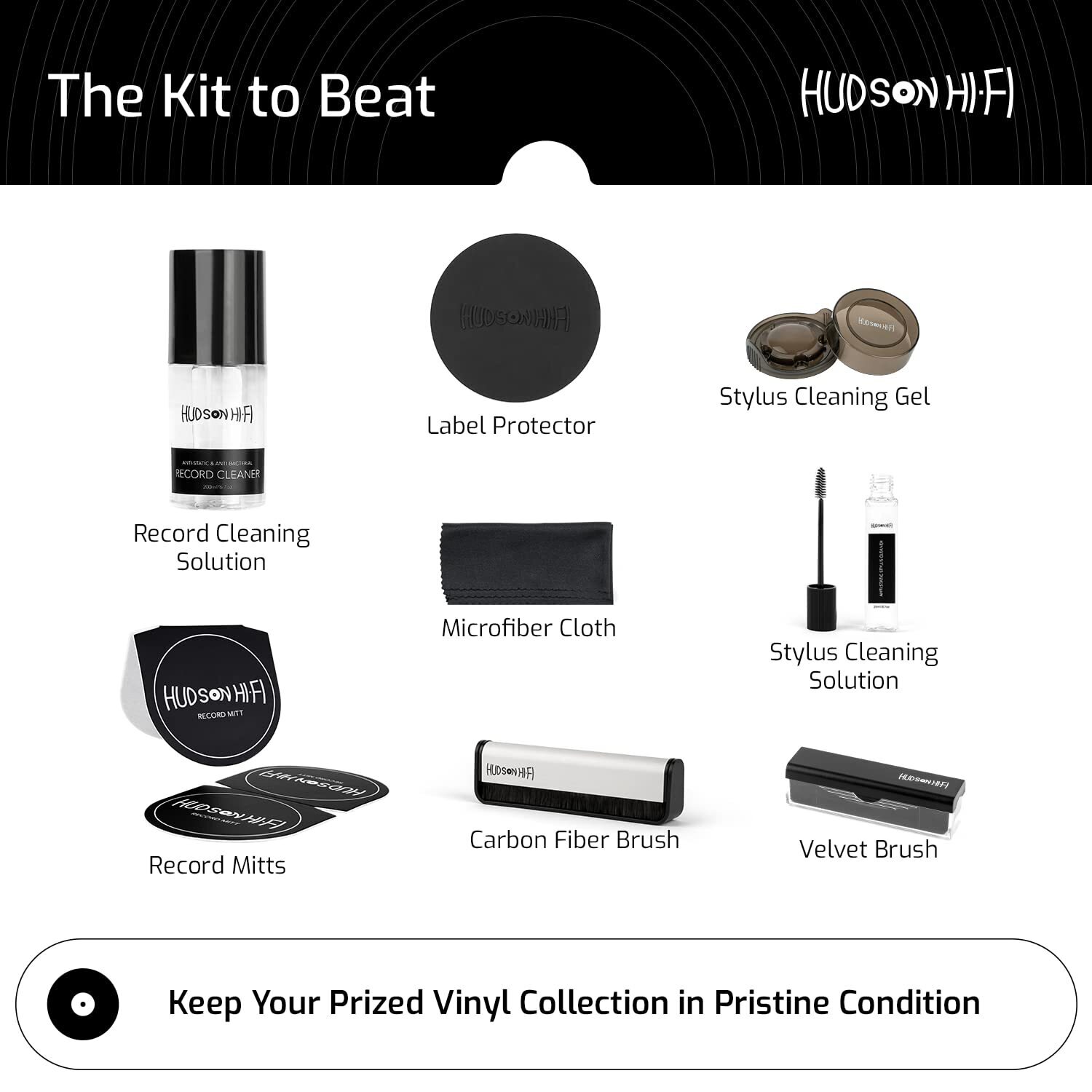 Hudson Hi-Fi Vinyl Record Cleaning Kit - All Essential Vinyl Record Player Acces