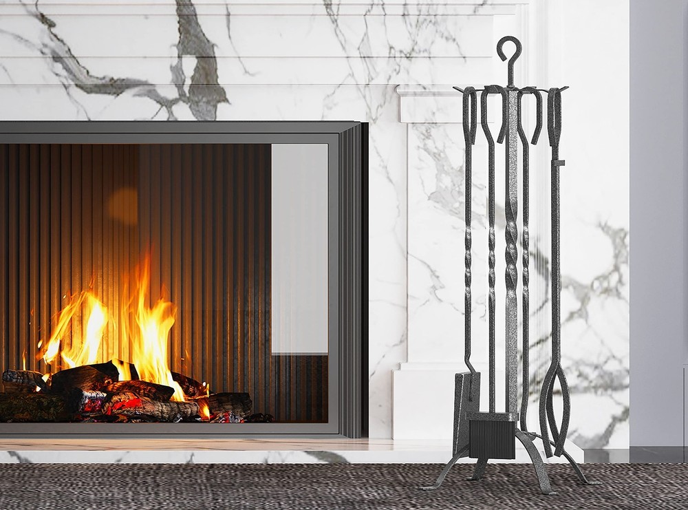 Fire Beauty 5 Pieces Fireplace Tools Sets Fireplace Accessories Tools Holder ...