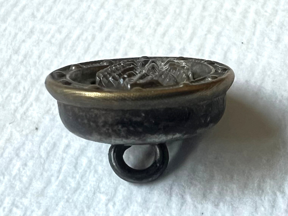 Antique Button Brass with Applied Detailed Glass Leaf Design 1/2 “