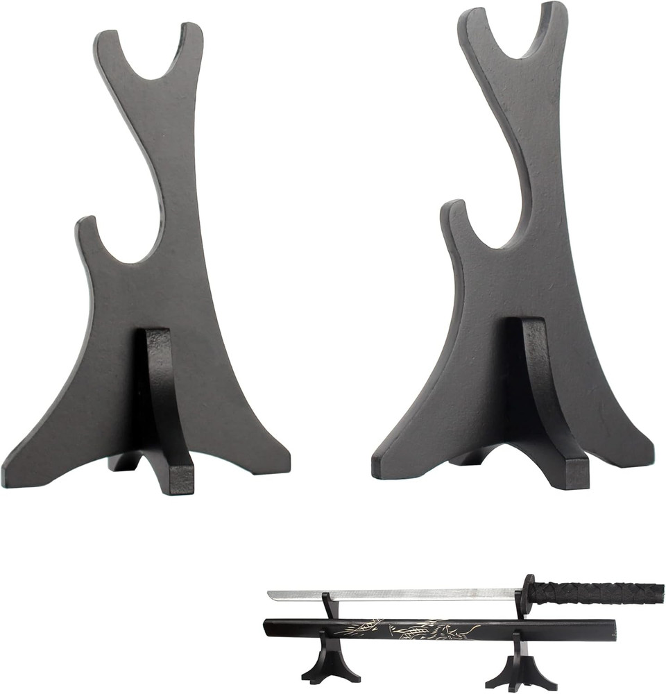 Sword Stand, Two-Layer Weapon Display Stand, Wood Samurai Sword Katana Holder St