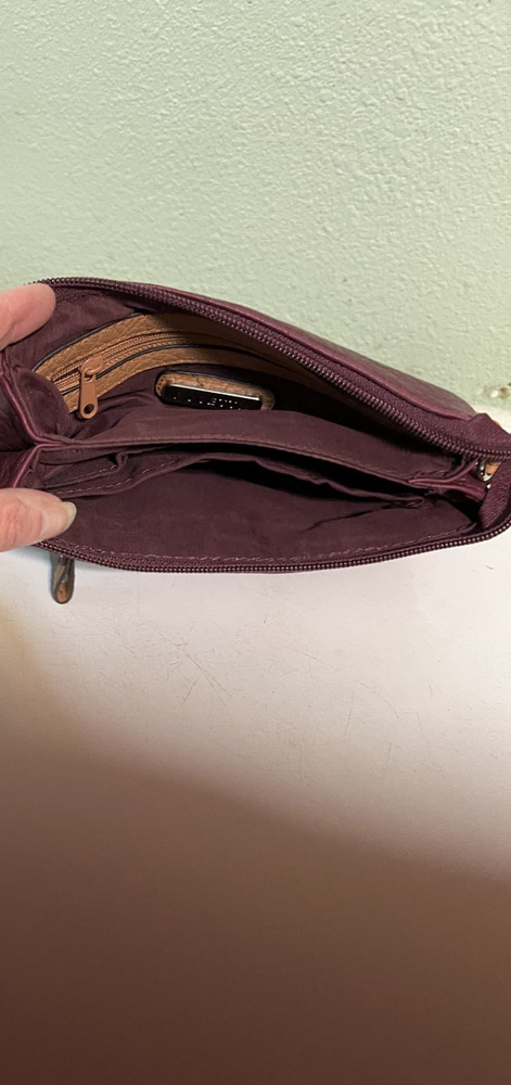 Leather pencil pouch dark red burgundy