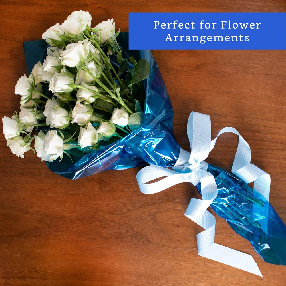 Blue Cellophane Wrap Roll 16 in x 200 ft Transparent Gift Baskets
