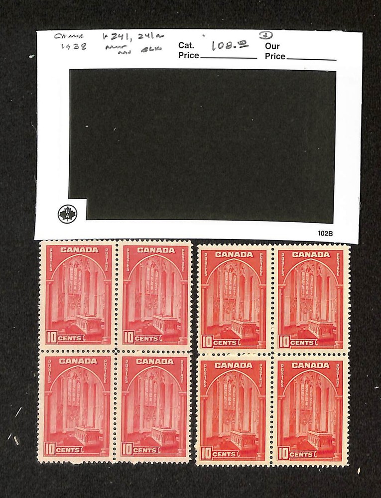 Canada, Postage Stamp, #241, 241a Blocks Mint NH, 1938 (AJ)
