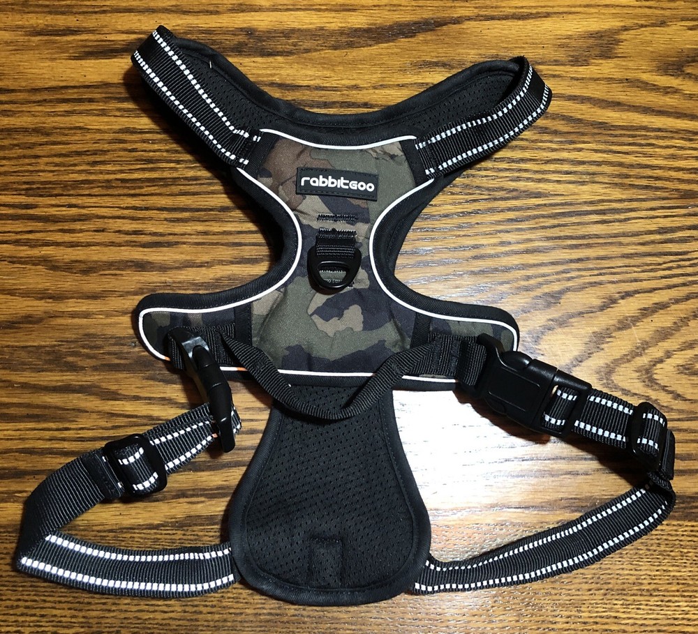 Rabbitgoo Dog Harness Black Sz L No-Pull Adjustable Easy Control Camouflage