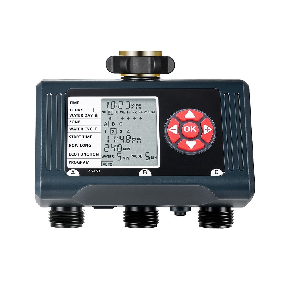 DEWENWILS Sprinkler Timer 3 Zone, 4 Programmable Water Hose Timer for Garden