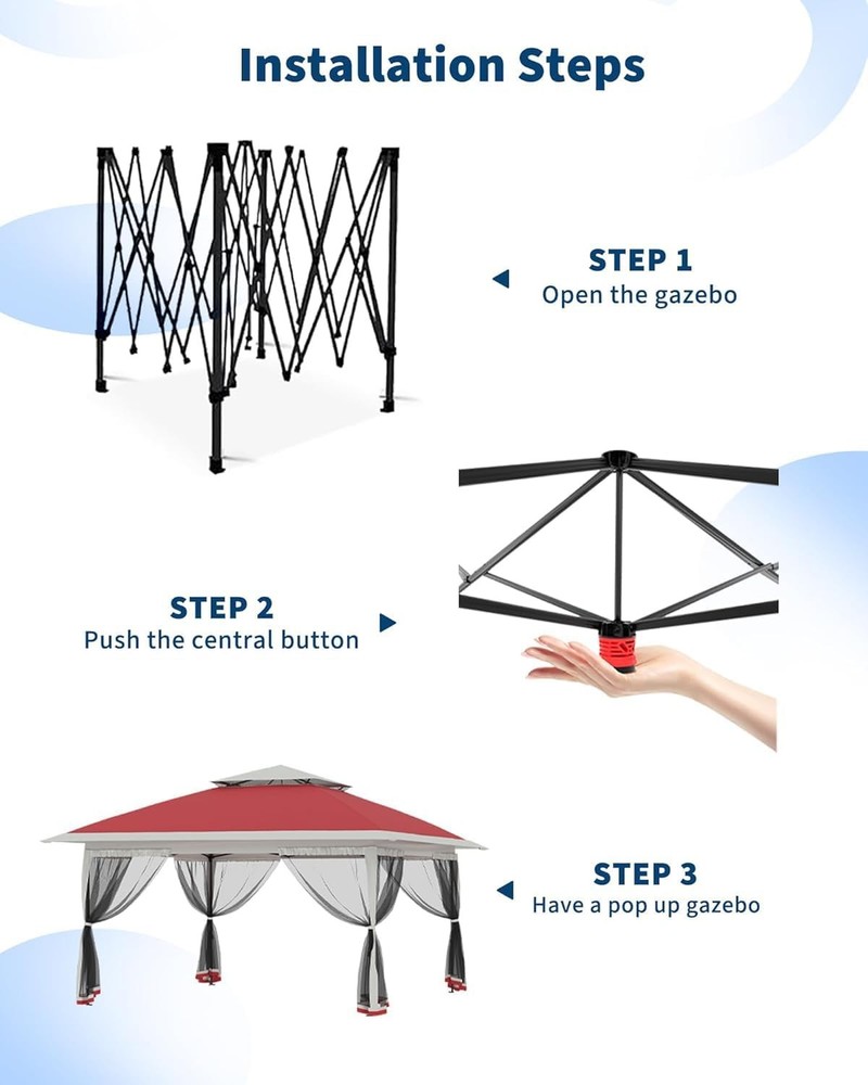Garvee 13x13ft Canopy Tent One Push Setup Mosquito Netting