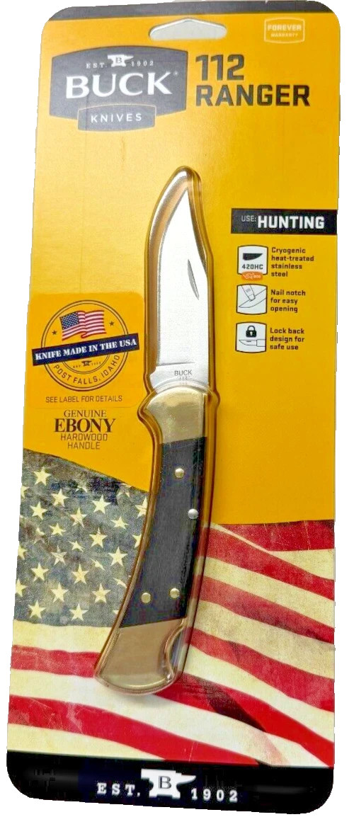 NEW Buck 112 Ranger Folding Knife with Leather Sheath 0112BRS-C