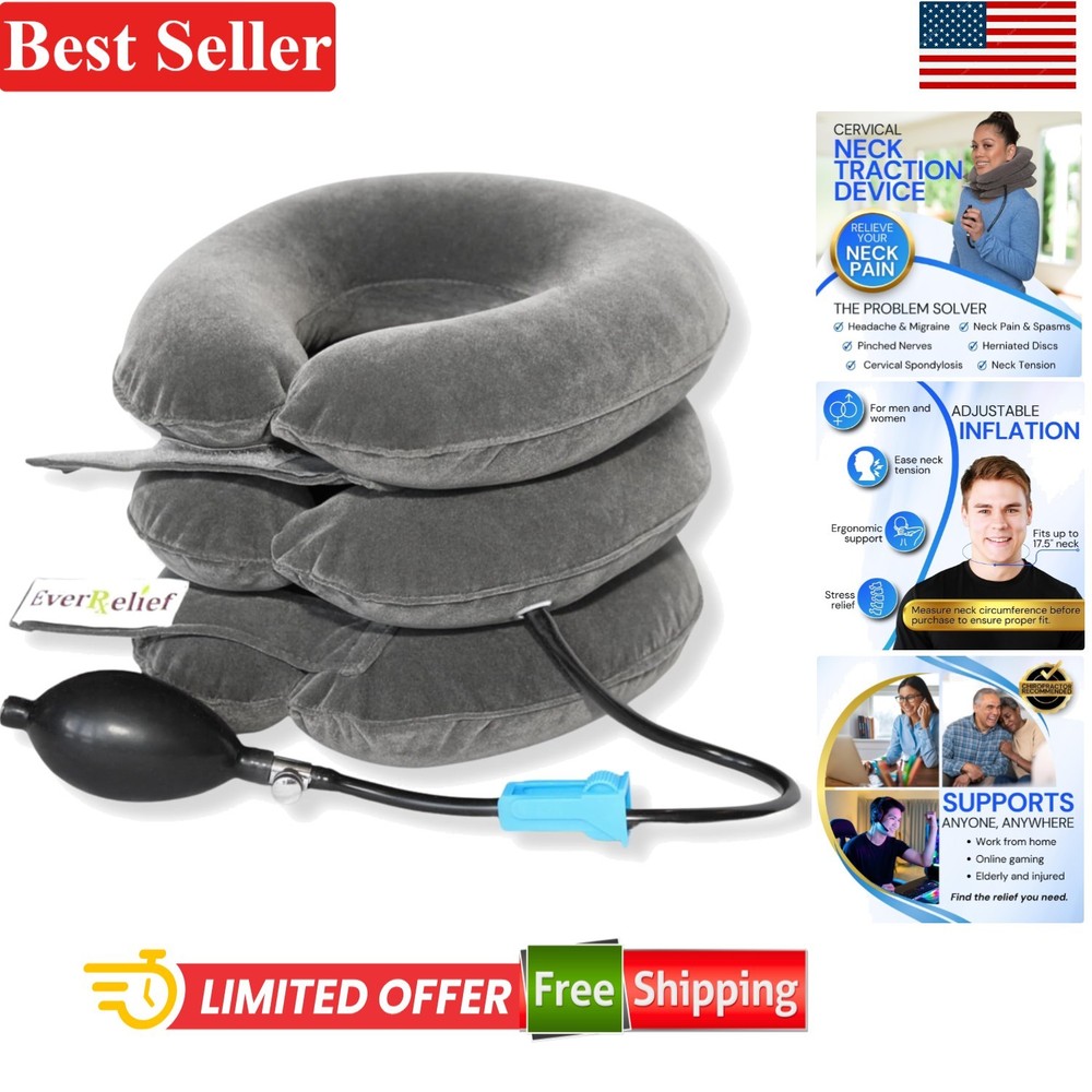 Soft Velour Neck Stretcher - Adjustable Cervical Traction for Posture Correction