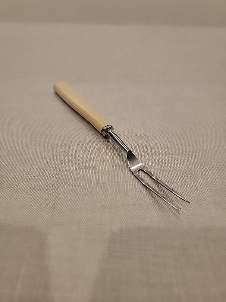 Vintage 8” Bakelite Meat Fork Butterscotch Handle