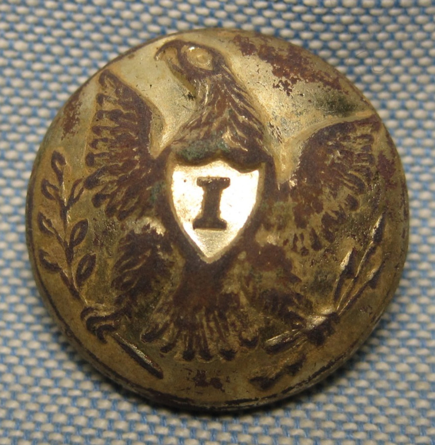 Dug Civil War Eagle Infantry Coat Button with Gold Gilt from Vicksburg