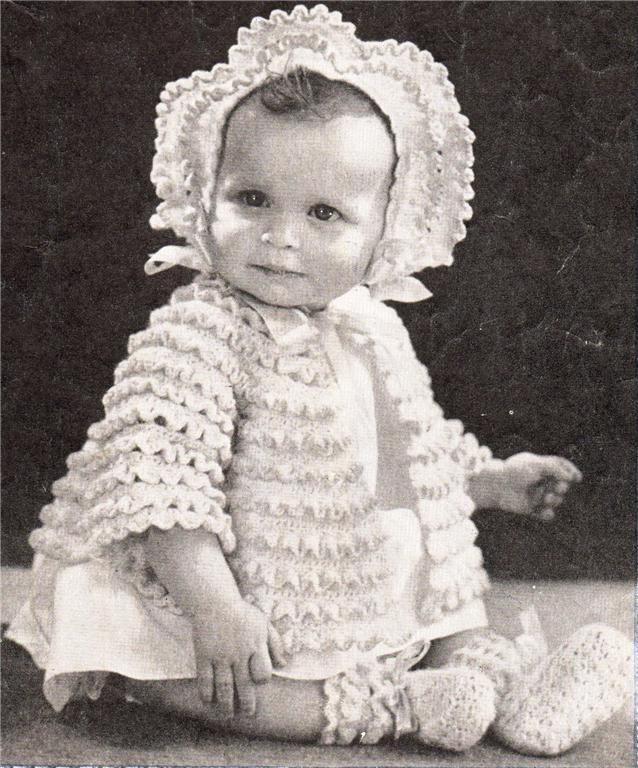 1940's BABY bonnet,jacket & bootees - COPY crochet pattern