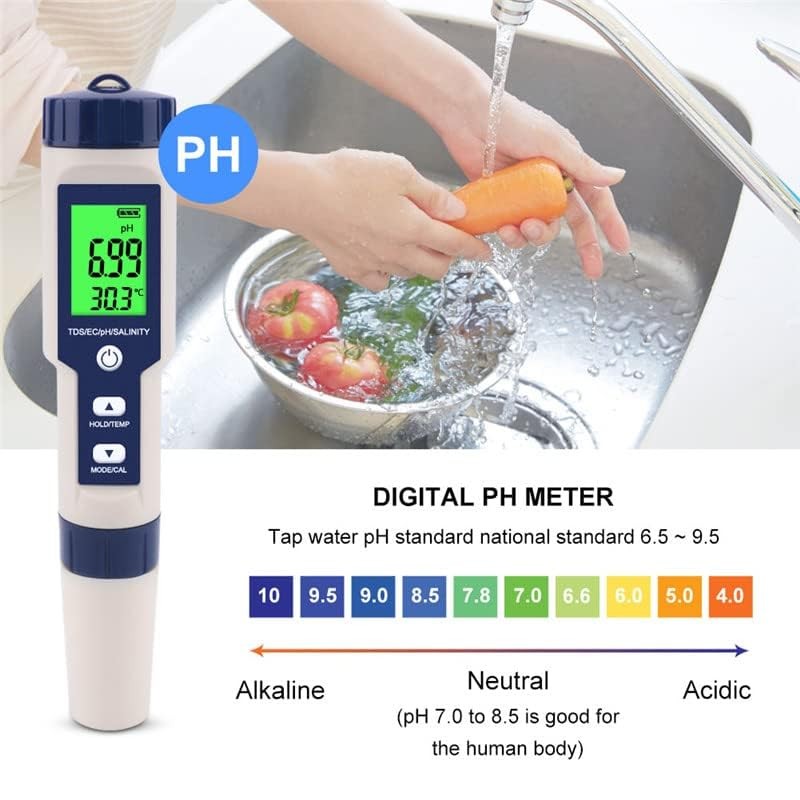 Pool Salt Tester & PH Meter, Digital Salinity Meter and PH Tester for Aquariu...
