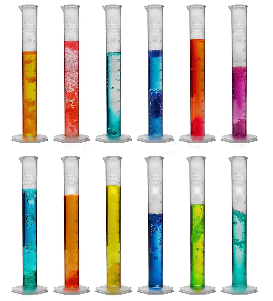 12PK Graduated Cylinders, 100Ml - Class B Tolerance - Octagonal Base - Polypropy