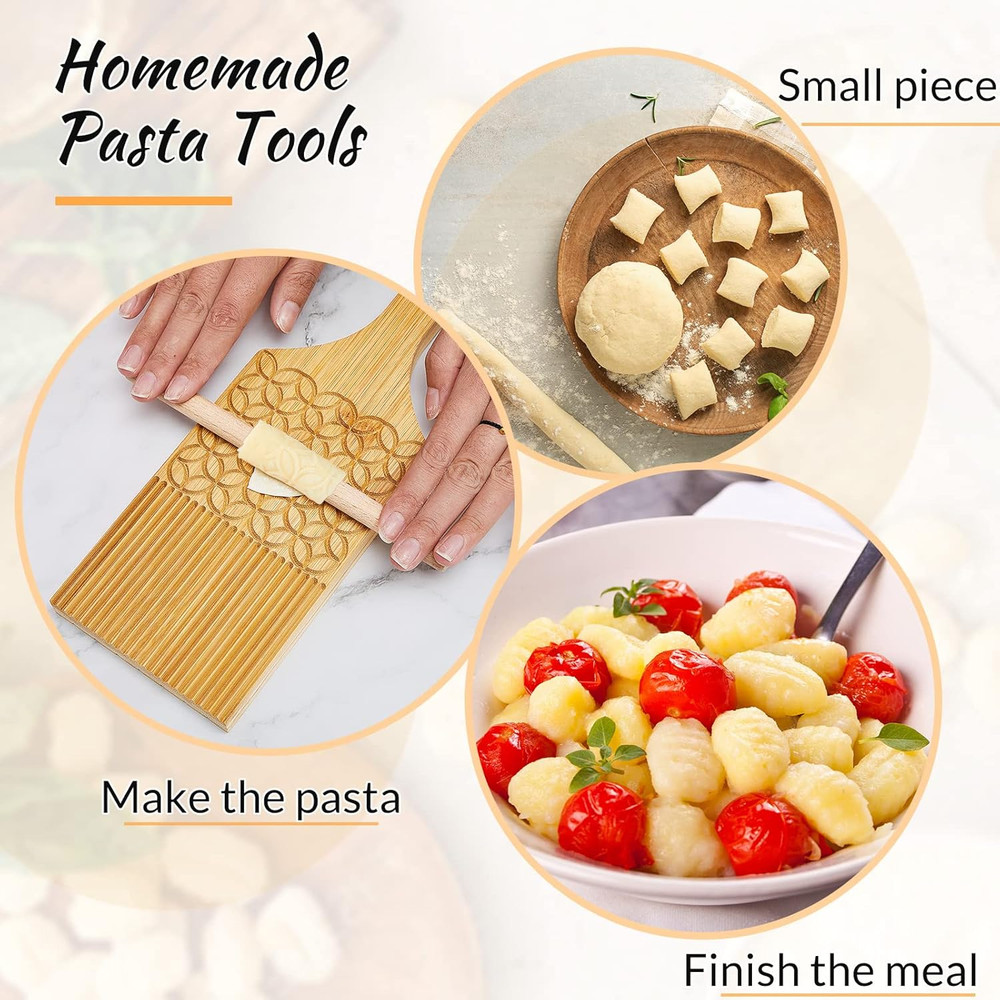 4pcs Wooden Gnocchi Board & Rolling Pin Pasta Making Tool Set