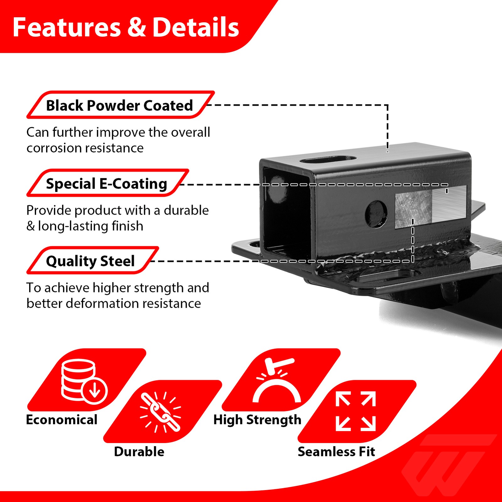 ATV Rear 2" Receiver Towing Hitch For Honda Recon TRX250 2002-2026