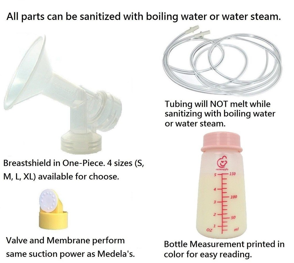 Breast Pump Kit (Include 2 Collection Bottles, 2 Extra Large Breastshields.